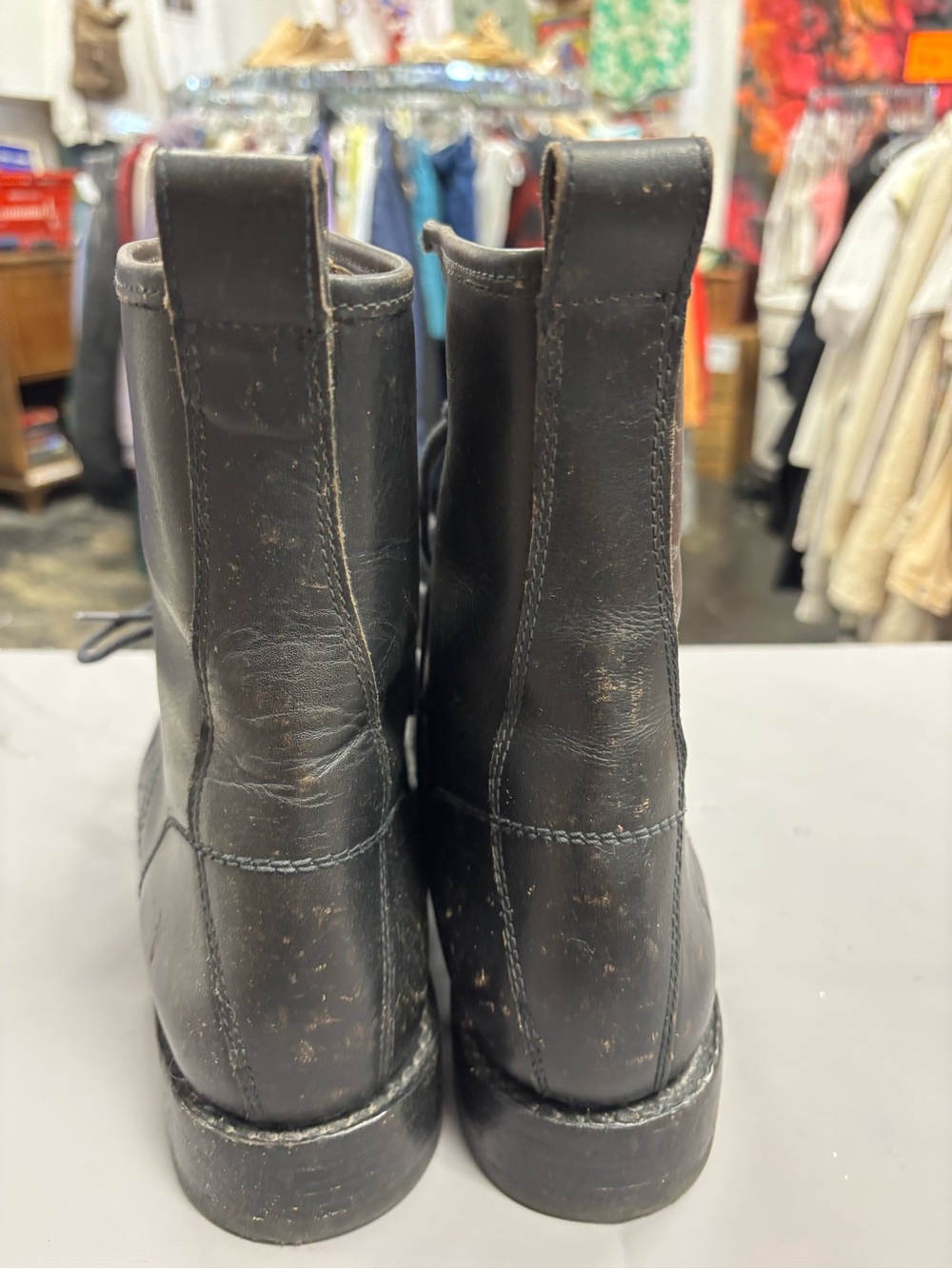 Frye Veronica Flex Black Leather Lace-Up Combat Boots Sz 11 - Picture 2 of 6